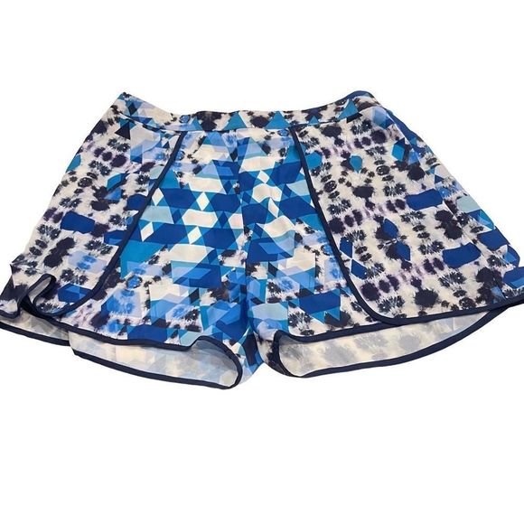 New Romeo & Juliet Couture Blue Multi-color Geometric Silky Fashion Shorts - Picture 9 of 13